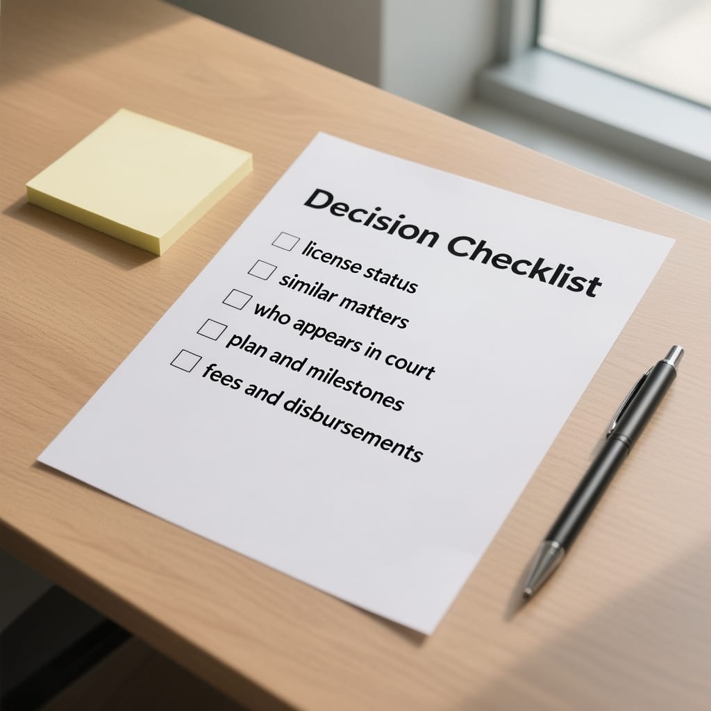 Decision Checklist - Attorney vs Lawyer Decision checklist capturing the difference between attorney and lawyer for clients