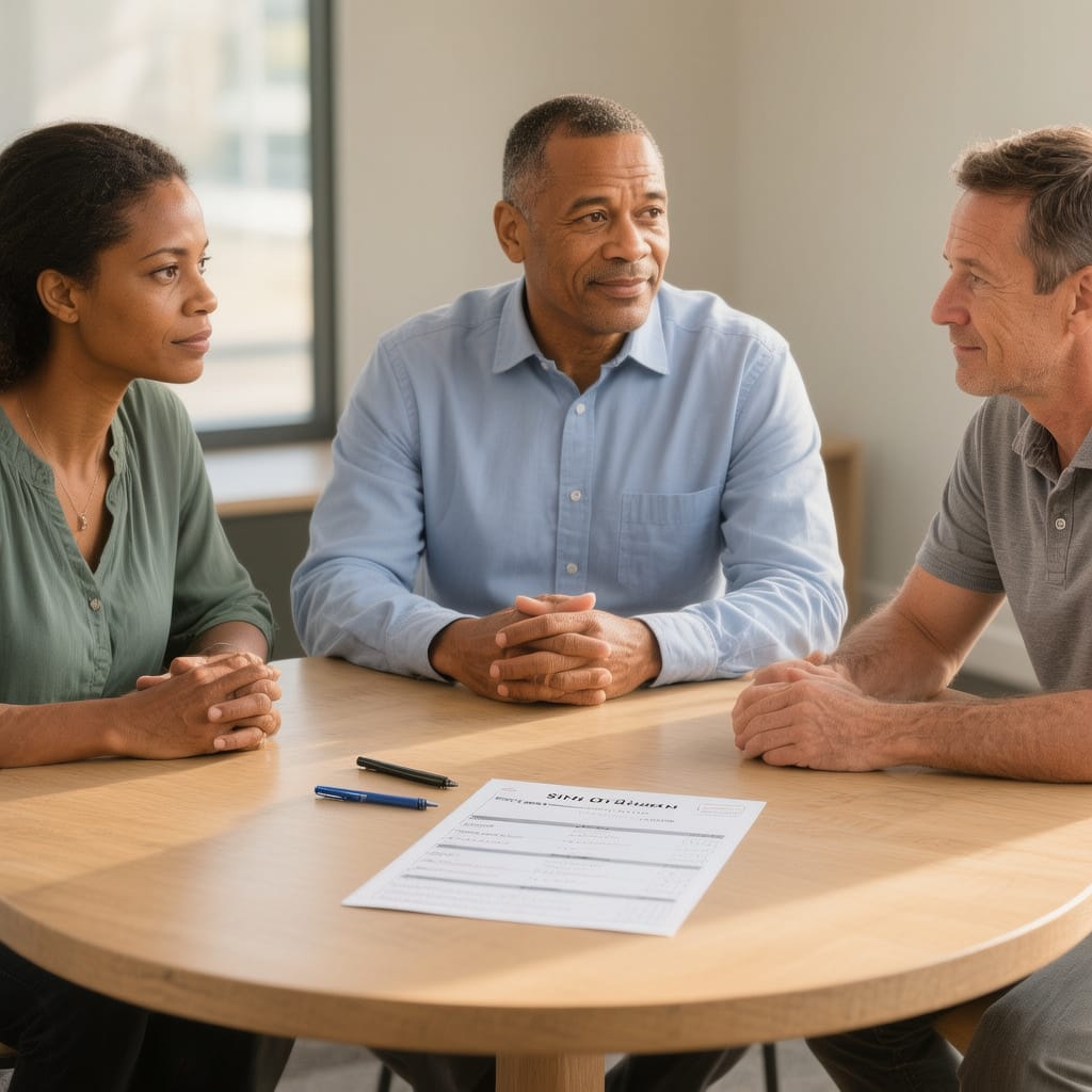 Mediation and parenting plans Parents creating a parenting plan with a mediator