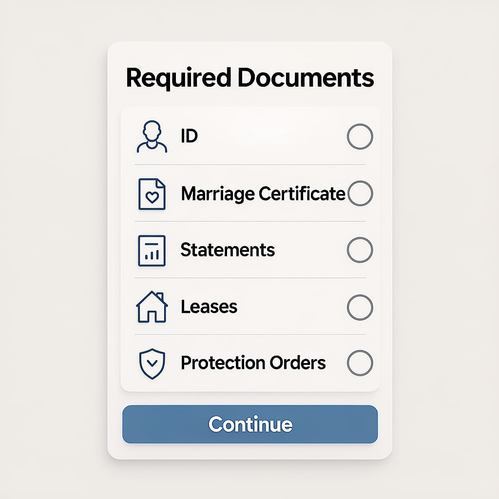 Checklist for your Durban divorce lawyer meeting Document checklist to prepare for meeting a Durban divorce lawyer