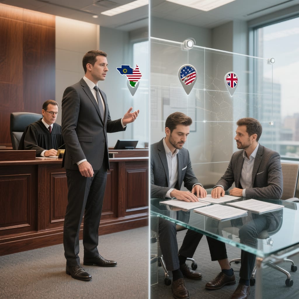 Visual guide showing the difference between attorney and lawyer across jurisdictions