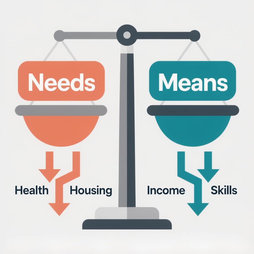 Child maintenance calculation Child maintenance calculation diagram showing needs versus means
