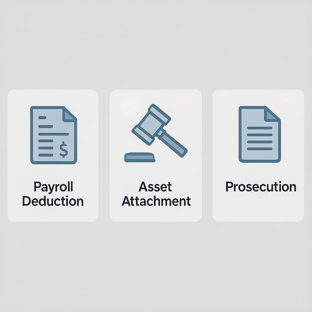 Enforcement options for arrears Diagram of enforcement options for child maintenance arrears