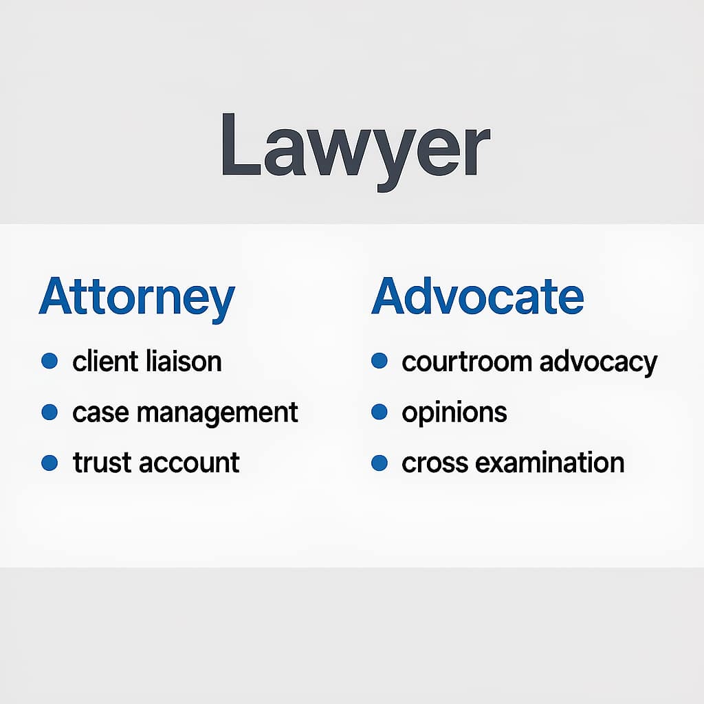 South Africa: Attorney and Advocate Roles Diagram explaining South Africa attorney and advocate roles and the difference between attorney and lawyer