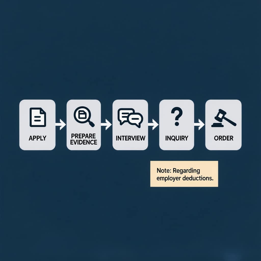 Court process for child maintenance Child maintenance court process flow from application to order