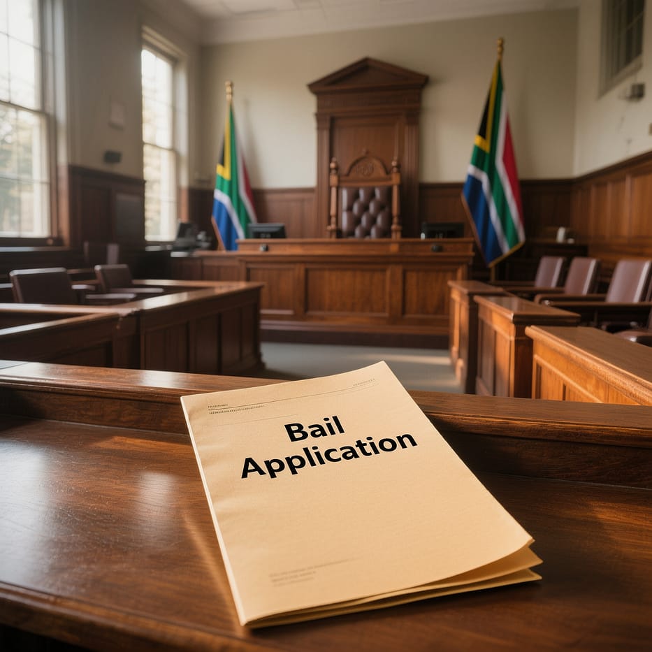 Bail Application Guide - Feature Bail application guide with a South African courtroom scene