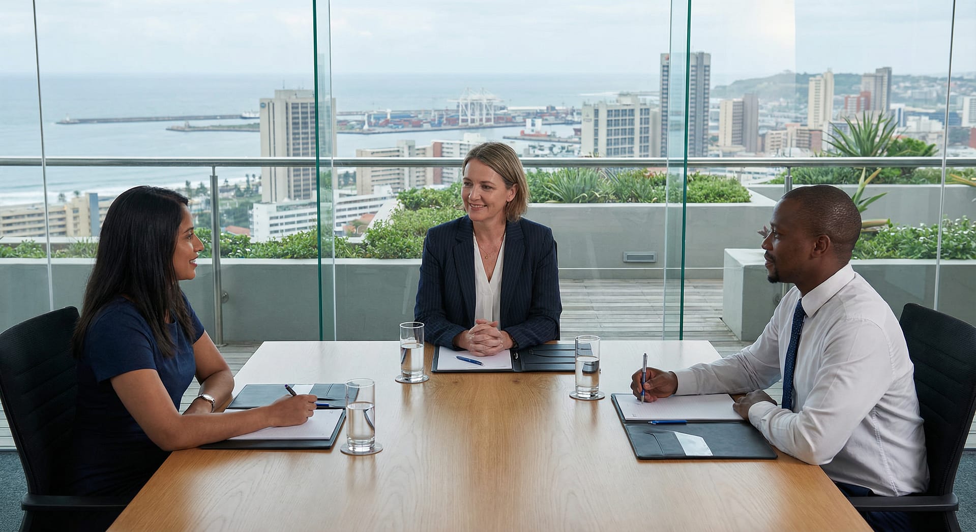 Mediation session - Durban KZN Mediation table with two parties and a neutral in Durban for a legal dispute South Africa