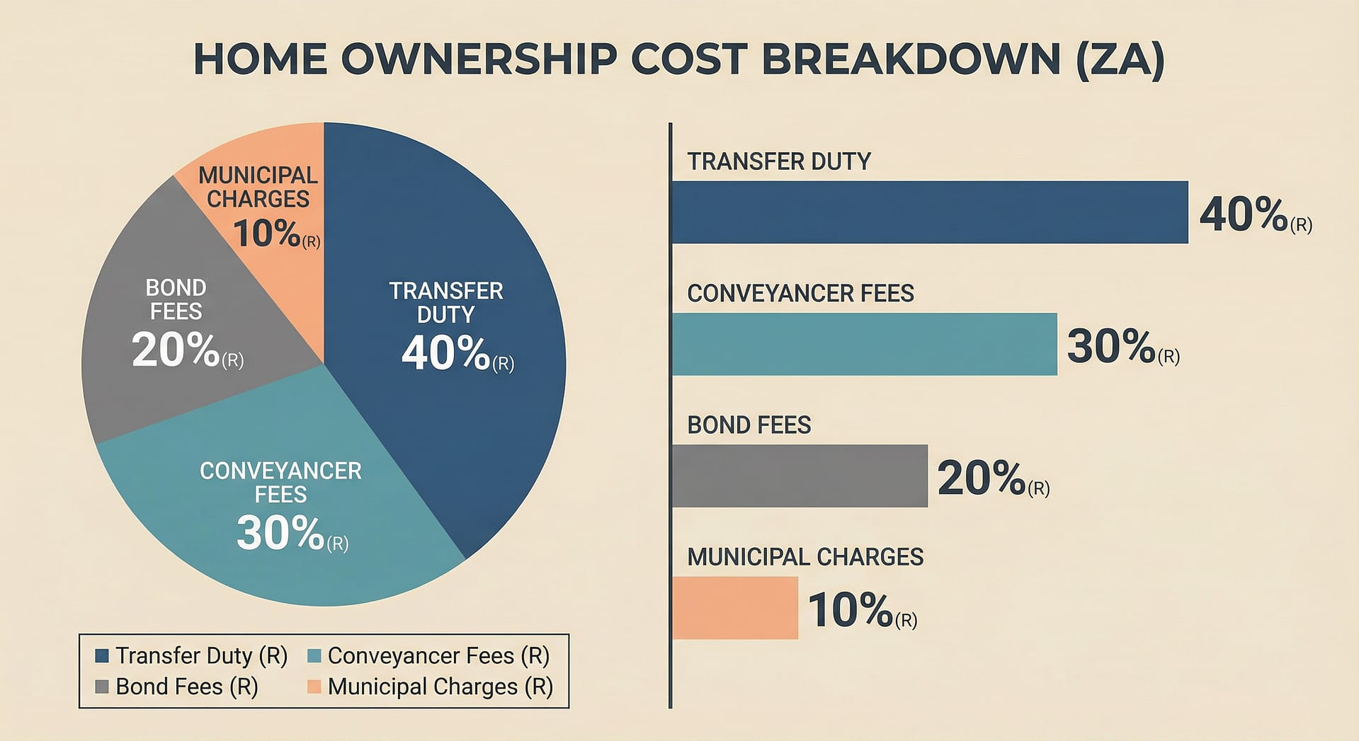Costs Breakdown for Property Transfer Infographic of typical conveyancing fees, transfer duty, and clearances