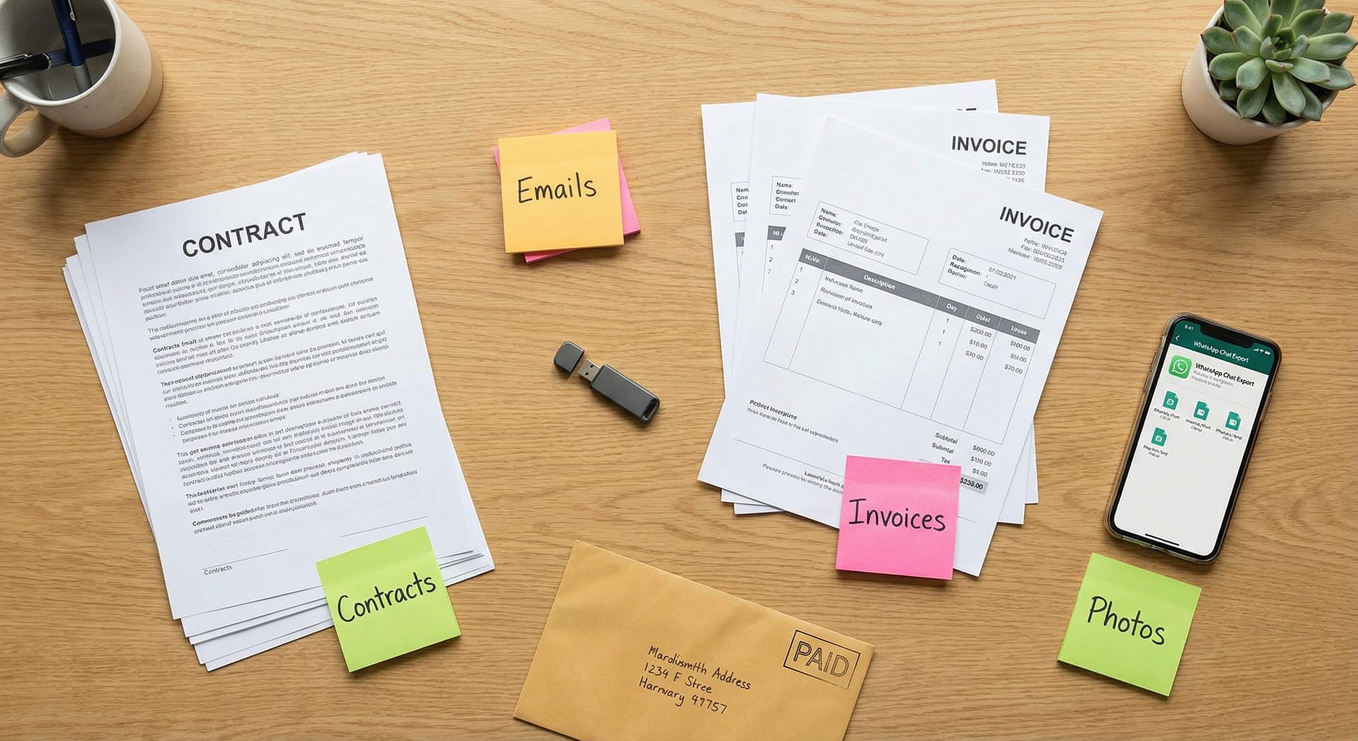 Evidence Checklist - South African litigation Evidence checklist items for a legal dispute South Africa, including contracts, emails, and invoices